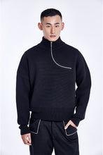 Load image into Gallery viewer, Curved Zipper Knit Black
