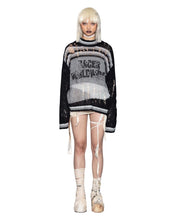 Load image into Gallery viewer, Black Distressed Knit Sweater
