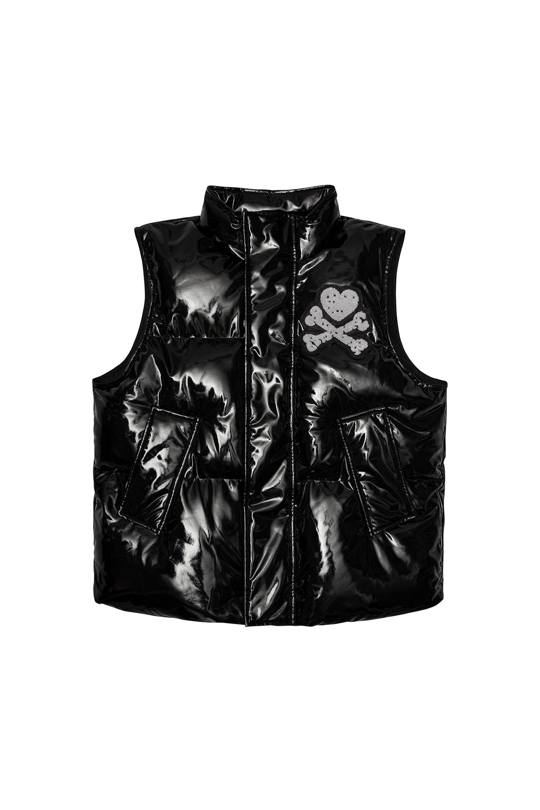 Chenille Puffer Vest Black